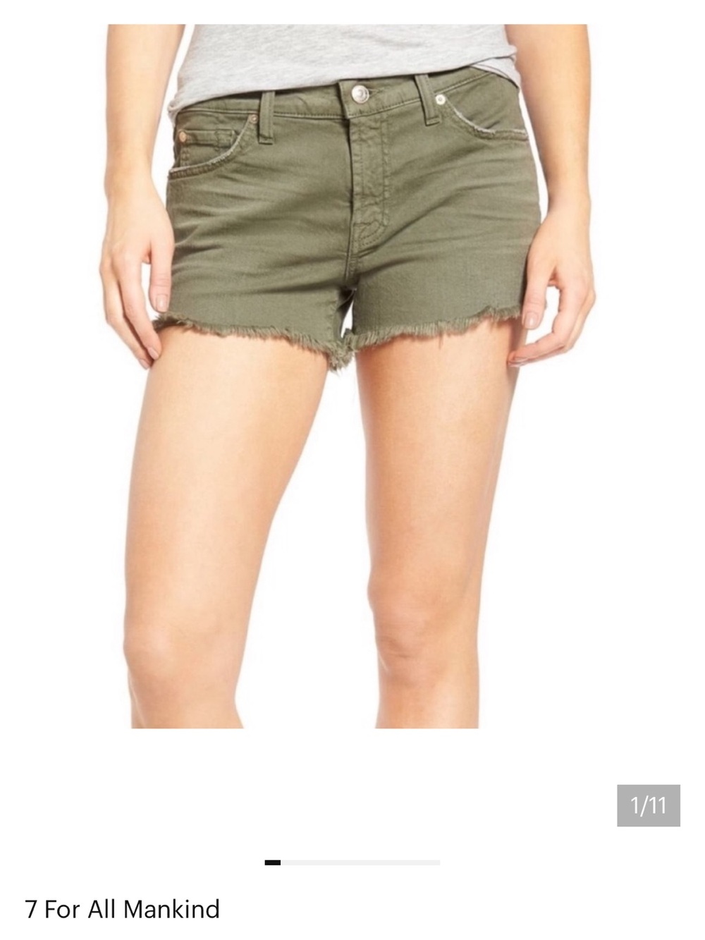 7 For All Mankind Olive green  Frayed Hem Women's Shorts 25